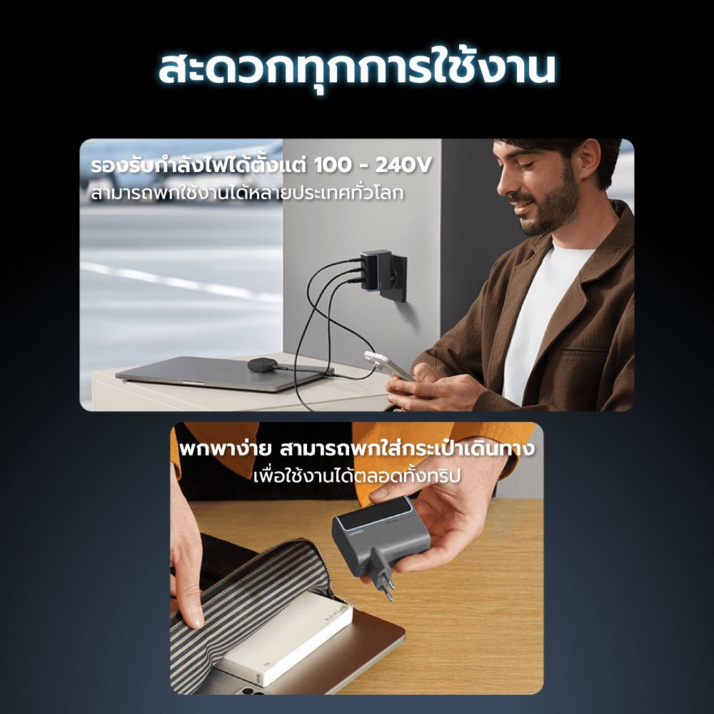 หัวชาร์จเร็ว CUKTECH AD1003T 100W สีเทา GAN3 รองรับชาร์จไว_10